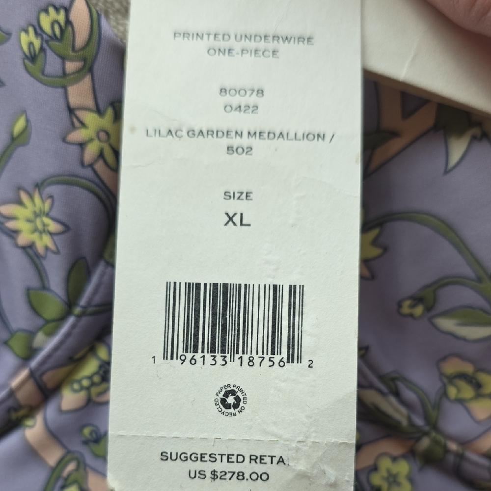 Tory Burch Lilac Garden Medallion One-Piece Swimsuit - XL
